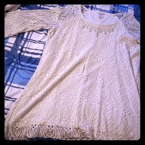 White lace beaded shirt